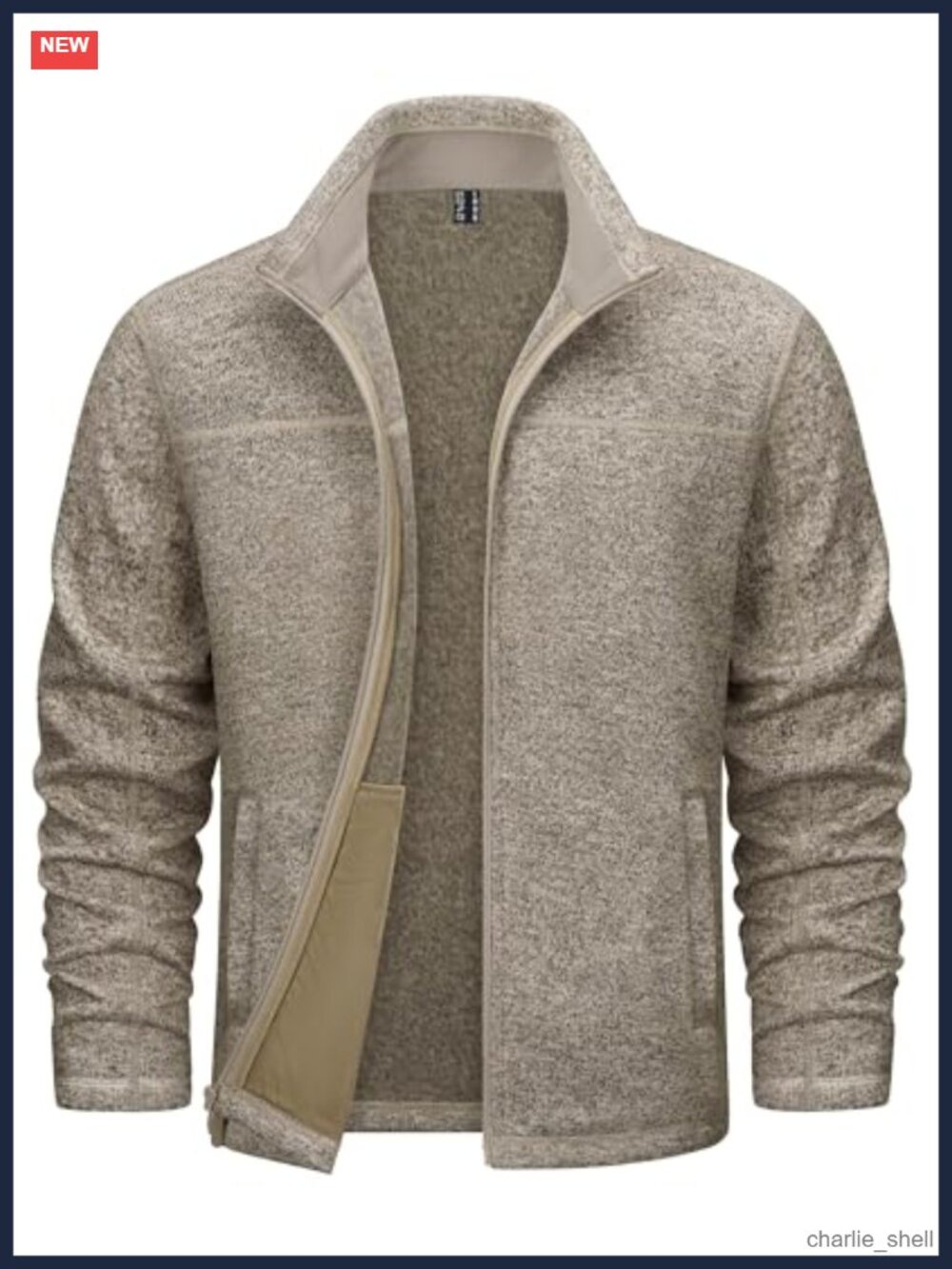 Men's Full Zip Fleece Lined Lightweight Thermal Jacket Stand Collar